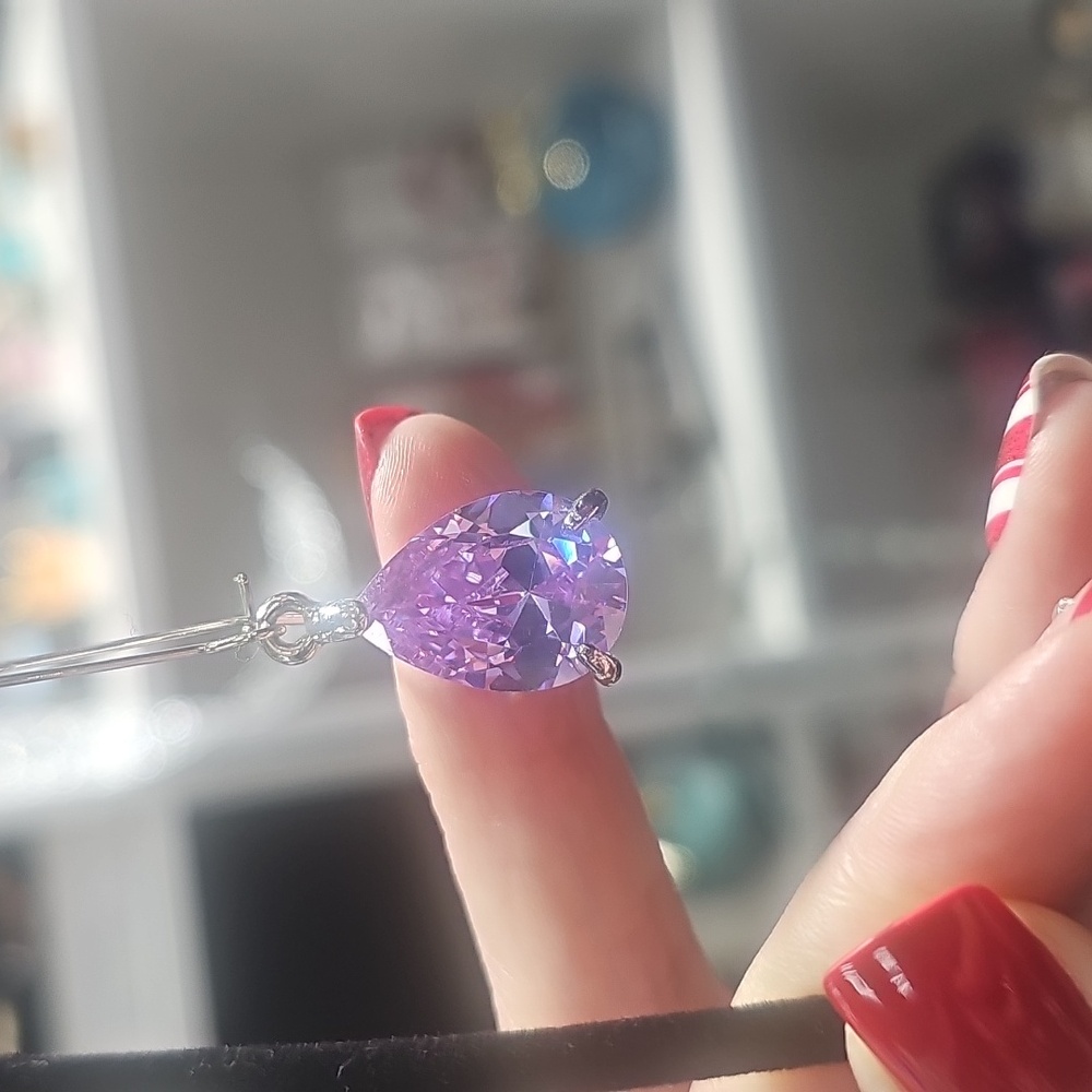 NWT Amethyst and Sterling Silver Wire Earrings from Artinfinitum.art Boutique - Picture 2 of 6